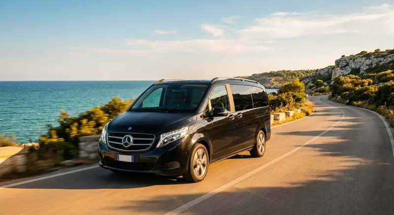 Private transfer van on the coastal road near Trieste